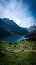 Scenic view of mountains against sky