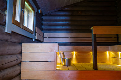 High angle view of staircase in building