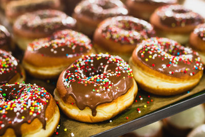 Close-up of donut in tray