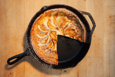 High angle view of ice cream on table