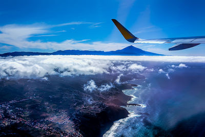 Aerial view of sea against sky