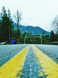 Road passing through bare trees