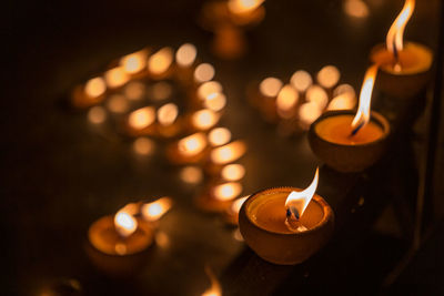 Close-up of lit candles