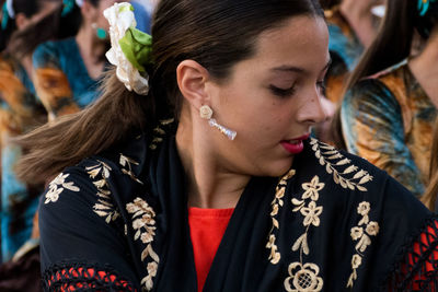 Close-up portrait of a young woman