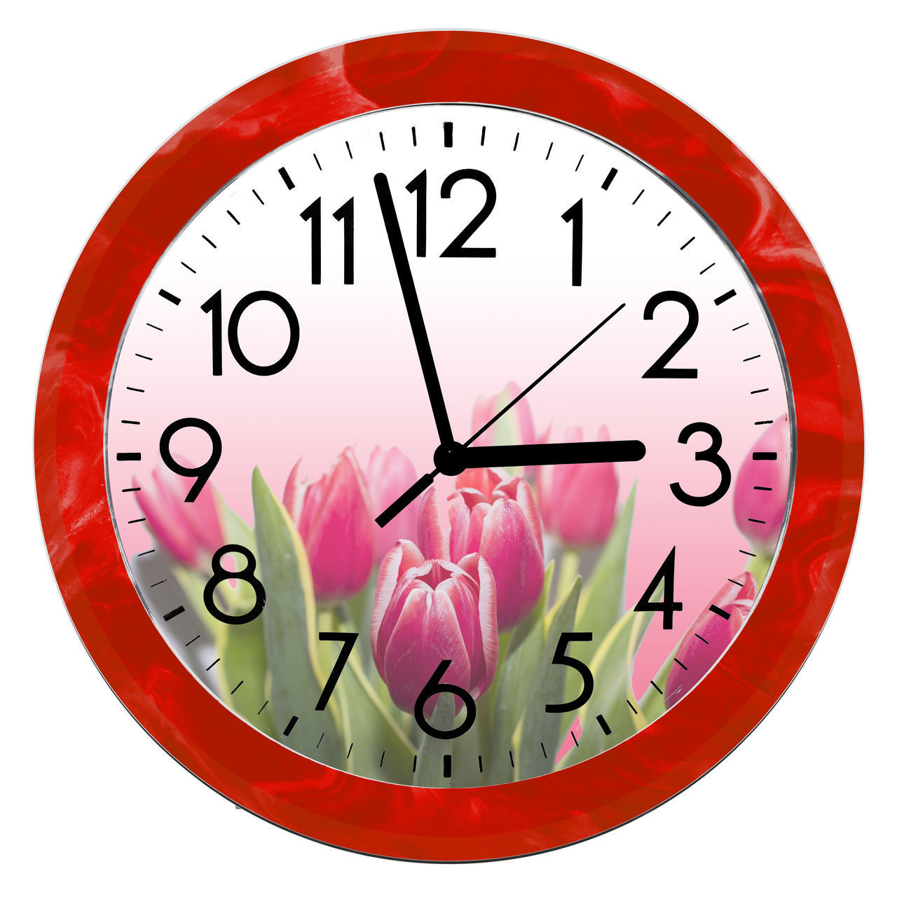 CLOSE-UP OF CLOCK ON PINK BACKGROUND