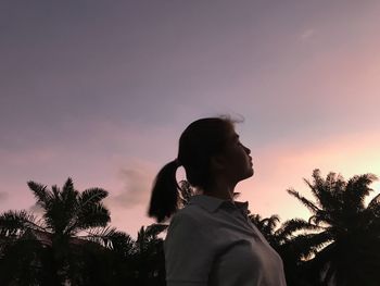 Portrait of silhouette man standing against sky during sunset