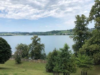 Scenic view of lake against sky