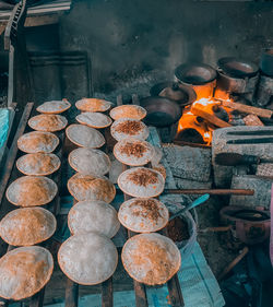 High angle view of serabi local food from indonesia