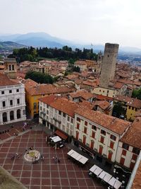 High angle view of buildings in town