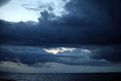 Scenic view of sea against cloudy sky