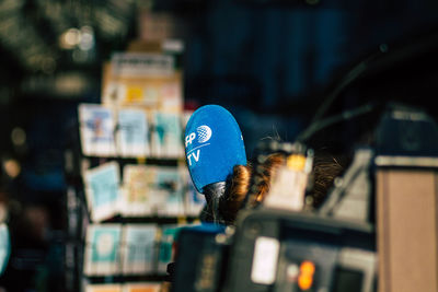 Close-up of illuminated lighting equipment at store