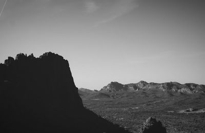 Scenic view of rocky mountains against clear sky