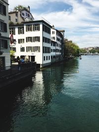 Canal with buildings in background