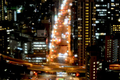 Illuminated cityscape at night