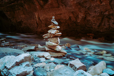 Stack of rocks by stream