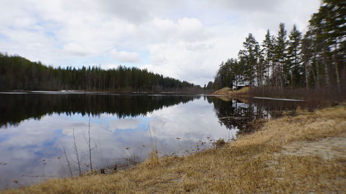 Scenic view of lake against sky