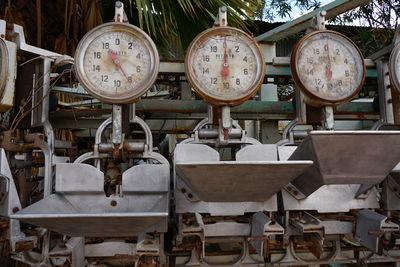 Close-up of old machinery in factory