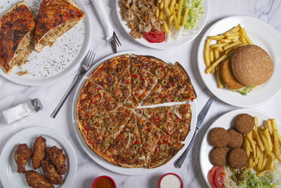 Variety of pakistani fast food dishes