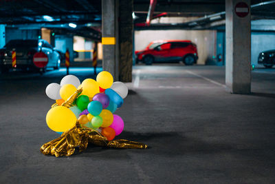 Balloons in underground parking