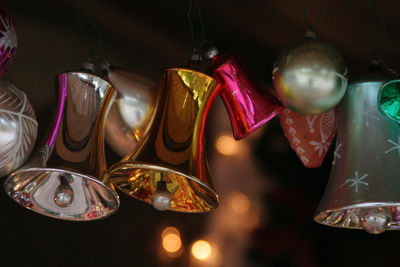 Close-up of multi colored lanterns