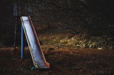 Empty swing in forest