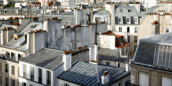 High angle view of residential buildings