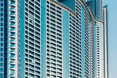 Low angle view of modern buildings in city