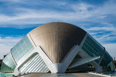 Low angle view of modern building against sky