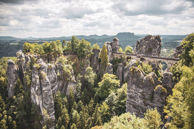 Panoramic view of landscape against cloudy sky