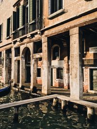 Buildings by canal