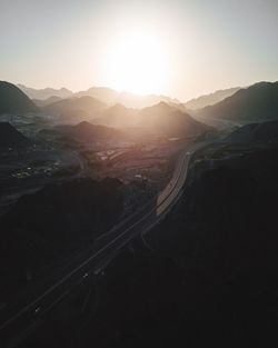 High angle view of landscape against clear sky