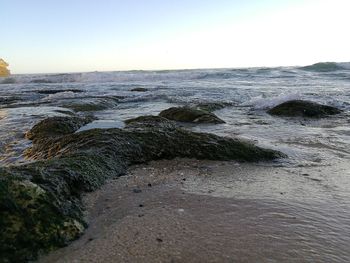 Scenic view of sea against clear sky