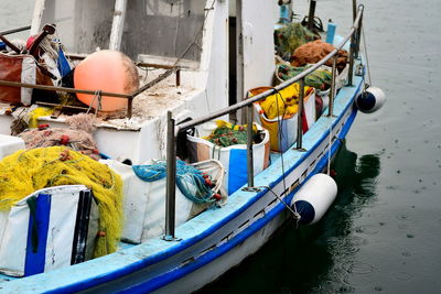 Fishing boats in limassol port in cyprus on an overcast morning