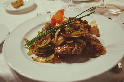 Close-up of food served in plate