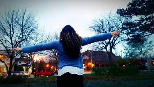 Bare trees against sky