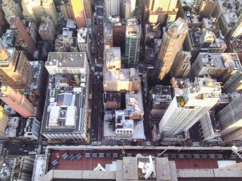 High angle view of buildings in city