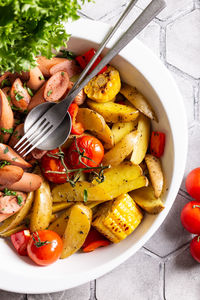 Close-up of food in plate on table