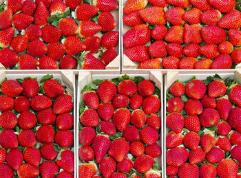 Full frame shot of strawberries in market