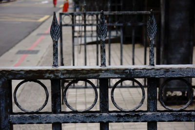 Close-up of metal railing