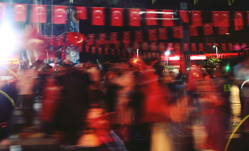 Blurred motion of cars on road at night