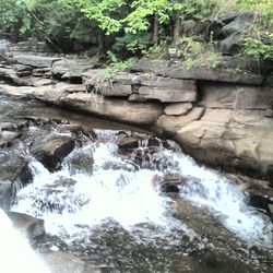 Water flowing through rocks