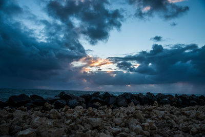 Scenic view of sea against sky during sunset