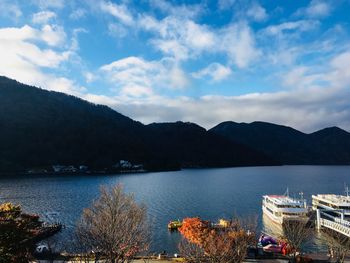 Scenic view of lake against sky