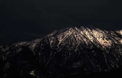 Scenic view of mountains at night