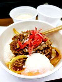 Close-up of meal served in plate