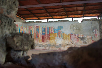 Graffiti on wall of abandoned building