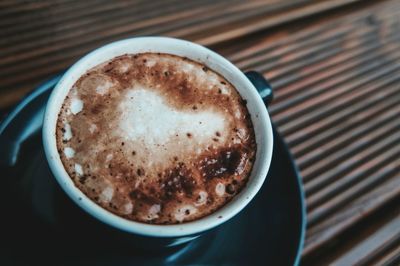 High angle view of coffee on table