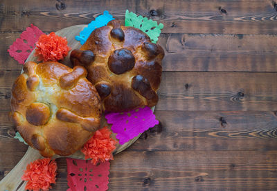 High angle view of cake on table