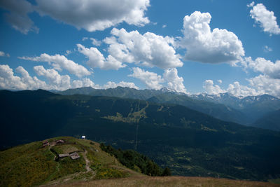 Scenic view of mountains against sky