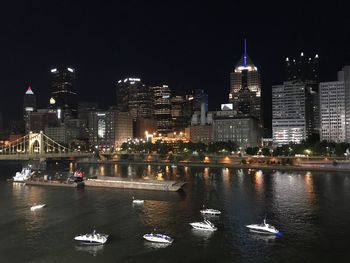 View of illuminated city at night